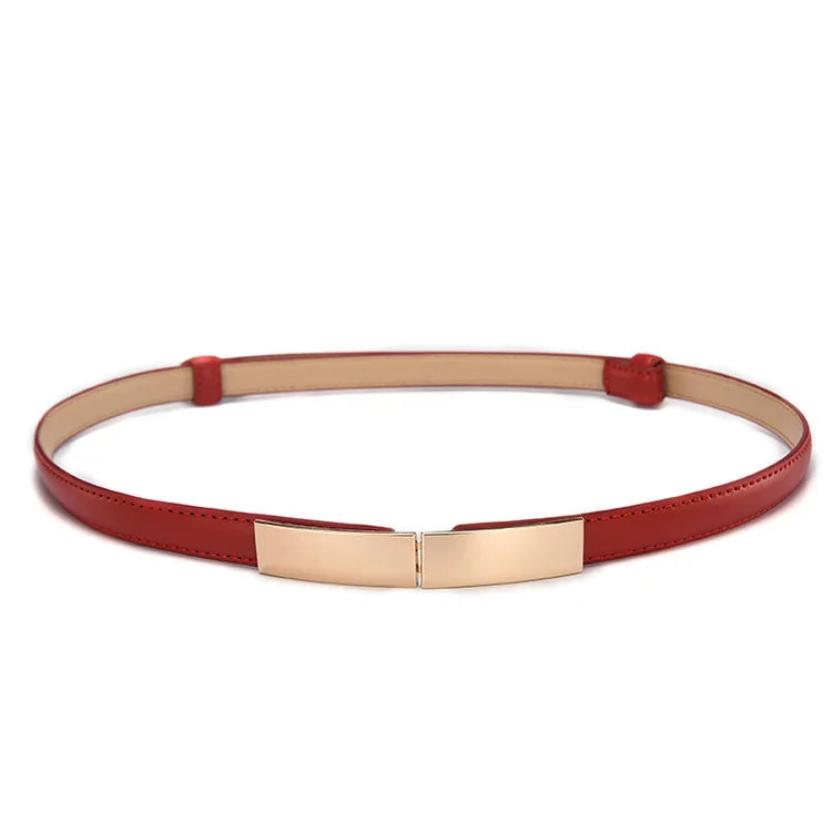 Belt Dress Simple Versatile Fashion Women Leather Thin Skinny Metal Gold Elastic Buckle Waistband Belt Dress Accessories