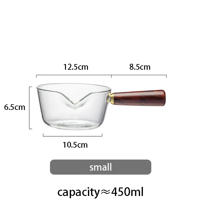 YWDL Milchtopf Glas Holzgriff - 450/650ml Antihaft Herd