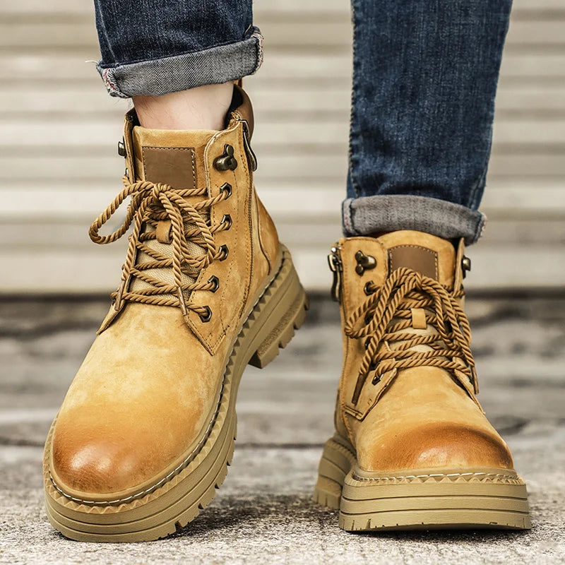 YeinshaarsCN Suede Leder High-Top - Größe Knöchel Rutschfeste Sohle