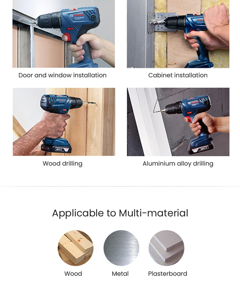 Bosch 12V 18V LI Battery Wireless Electric Drill Screwdriver GSR180 GSR12-30 GSR185 GSR120 GSB183 HSS Twists Bit And One Battery