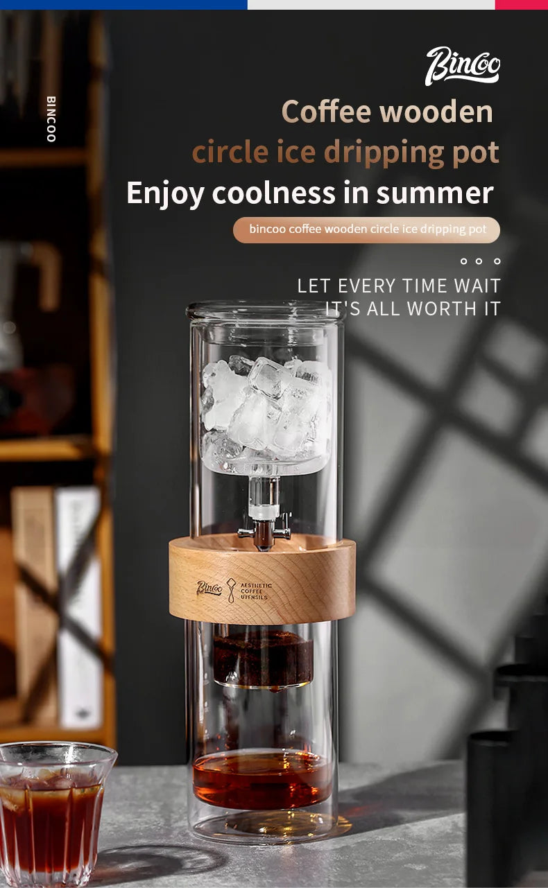 Glass Ice Drip Cold Brew Coffee Pot Portable Ice Cold Drinking Coffee Maker Home Kitchen Use Pour Over Kettle Removable Cleaning