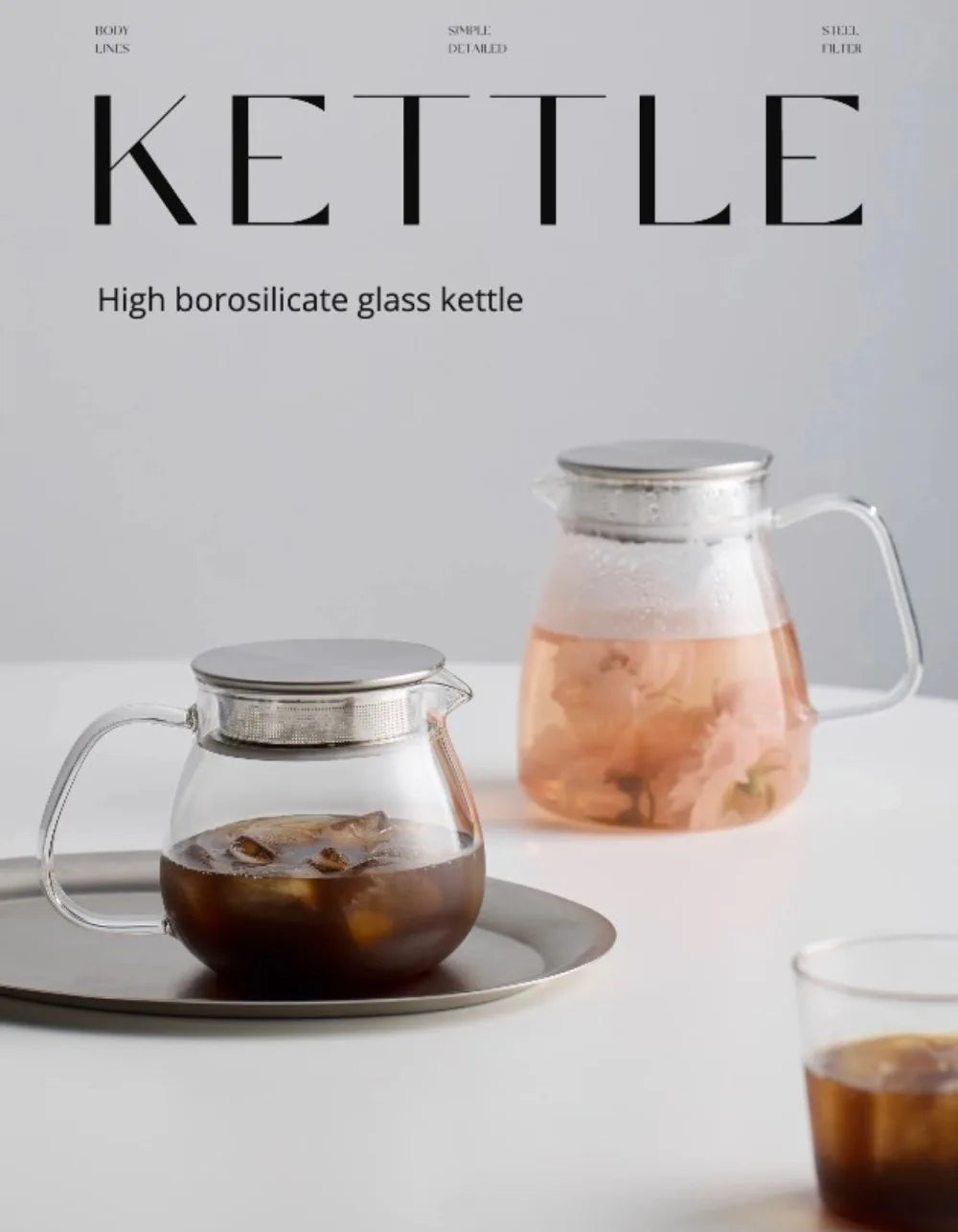 Aihogard Glas Kaffeekanne Hitzebeständig - 450ml Filter