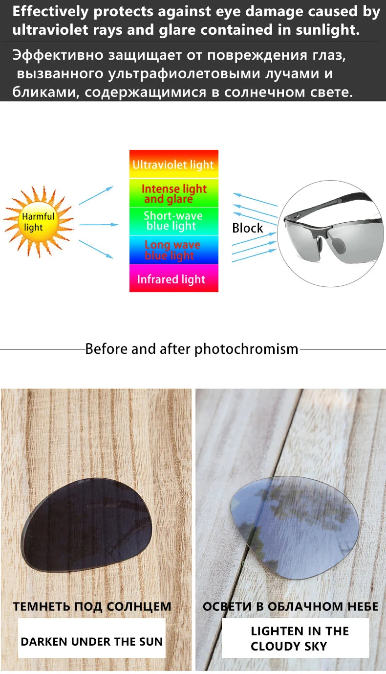 CLLOIO Aluminum Photochromic Sunglasses