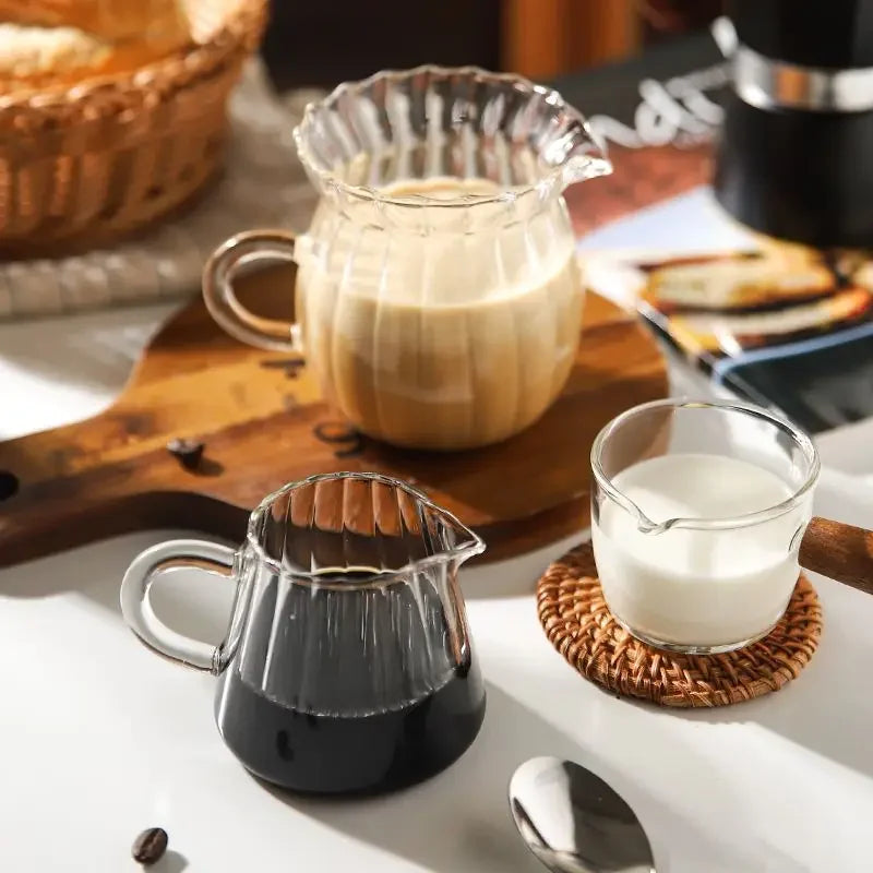 Striped Simplicity Handwork Small Milk Pot Heat-resistant Glass Exquisite Milk Cup Tea Dispenser Milk Pot Espresso Measuring Cup