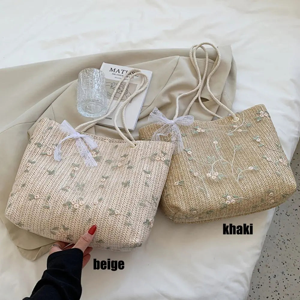 Beach Woven Large Capacity Tote Shoulder Bag Handbags Straw Bags