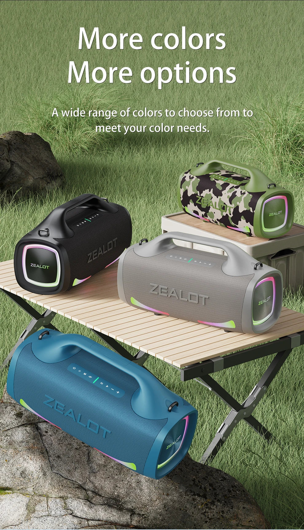 Boxă Bluetooth 2025: Subwoofer portabil wireless Zealot S79 de 100 W pentru exterior, colecție de sunete HiFi