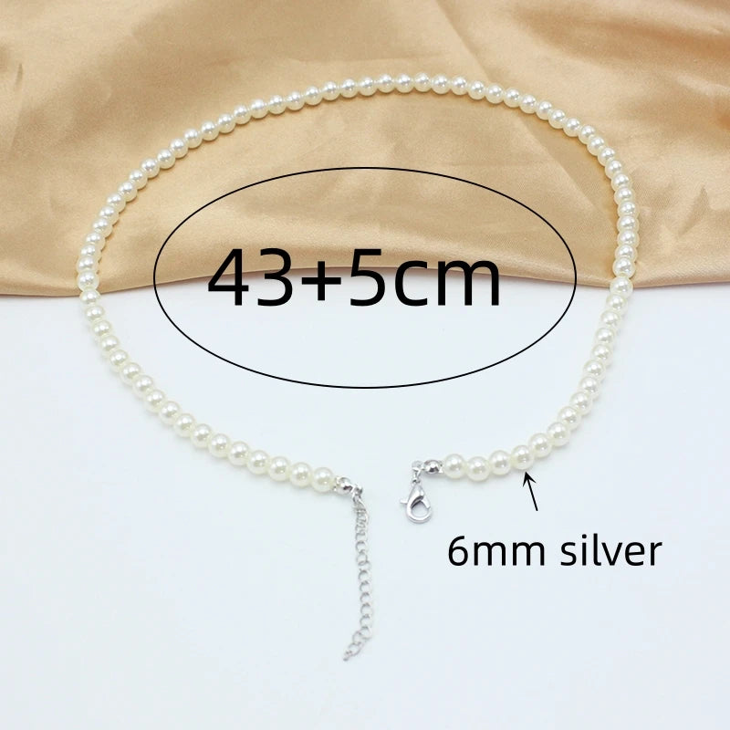 DAIZHEMEI GIFT Perlenkette Mit Anhänger - 42 5cm Beige