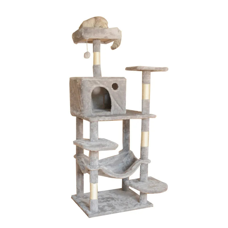 Large Wooden Cat Tree for Big Cats Multi Level Cat Climbing Tower with Scratching Posts and Cozy Condo