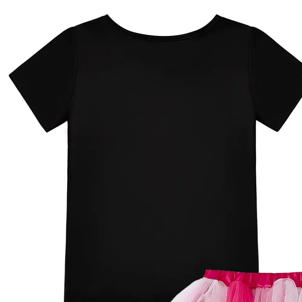 Fete mici, plasă, fustă de printesă, set film Barbie, tricou + fustă Tutu, costum din 2 piese, pentru fete de 4-10 ani, îmbrăcăminte pentru petrecere de ziua de naștere