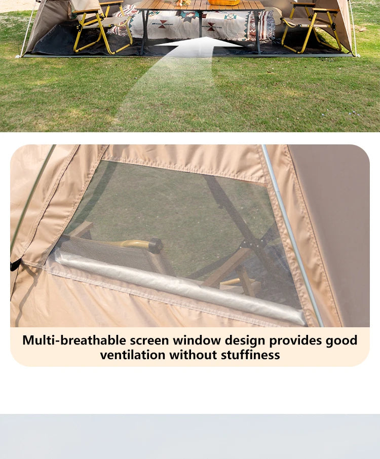 Sonuto Outdoor 4-7 People Camping Park Beach Tent Vinyl Sunscreen Folding Portable Canopy Rainproof And Sunscreen Shelter