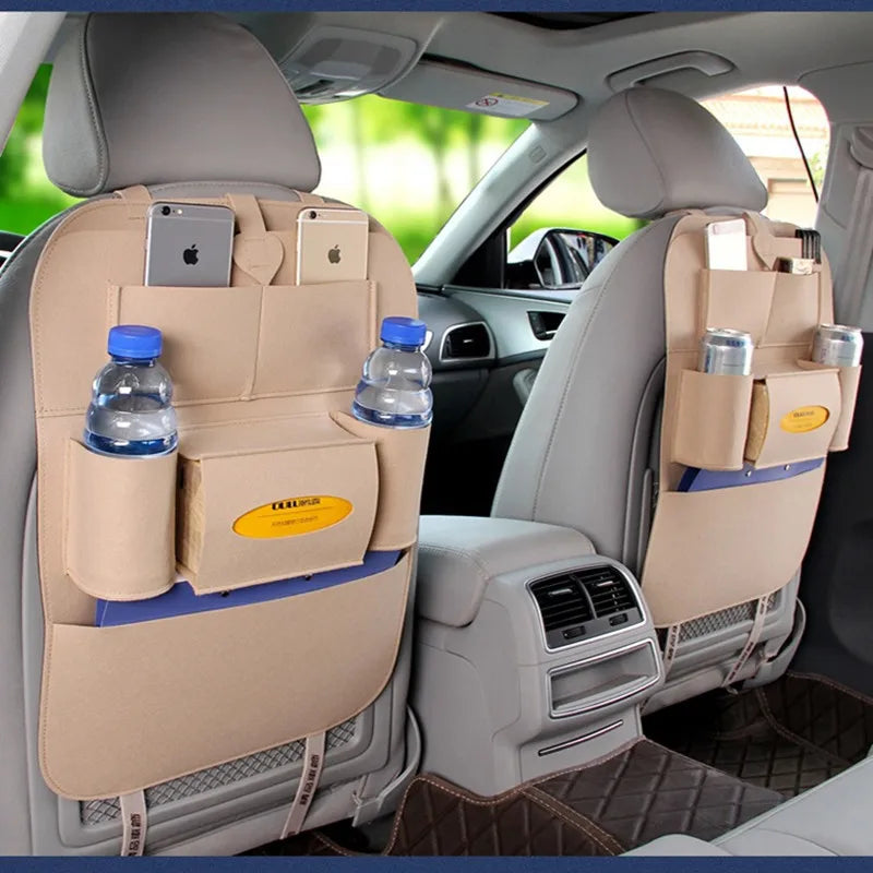 Universal Car Back Seat Storage Bag Organizer Trunk Elastic Felt Storage Bag 6 Pockets Organizer Hanging Car Accessories 40*56CM