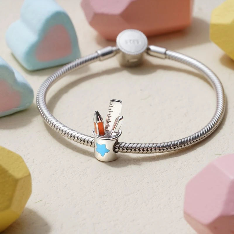 Neue 925 Silber Lernhilfe Schultasche Uhranhänger Charms Beads Fit Original Pandora Armband DIY Schmuck Für Frauen 2024