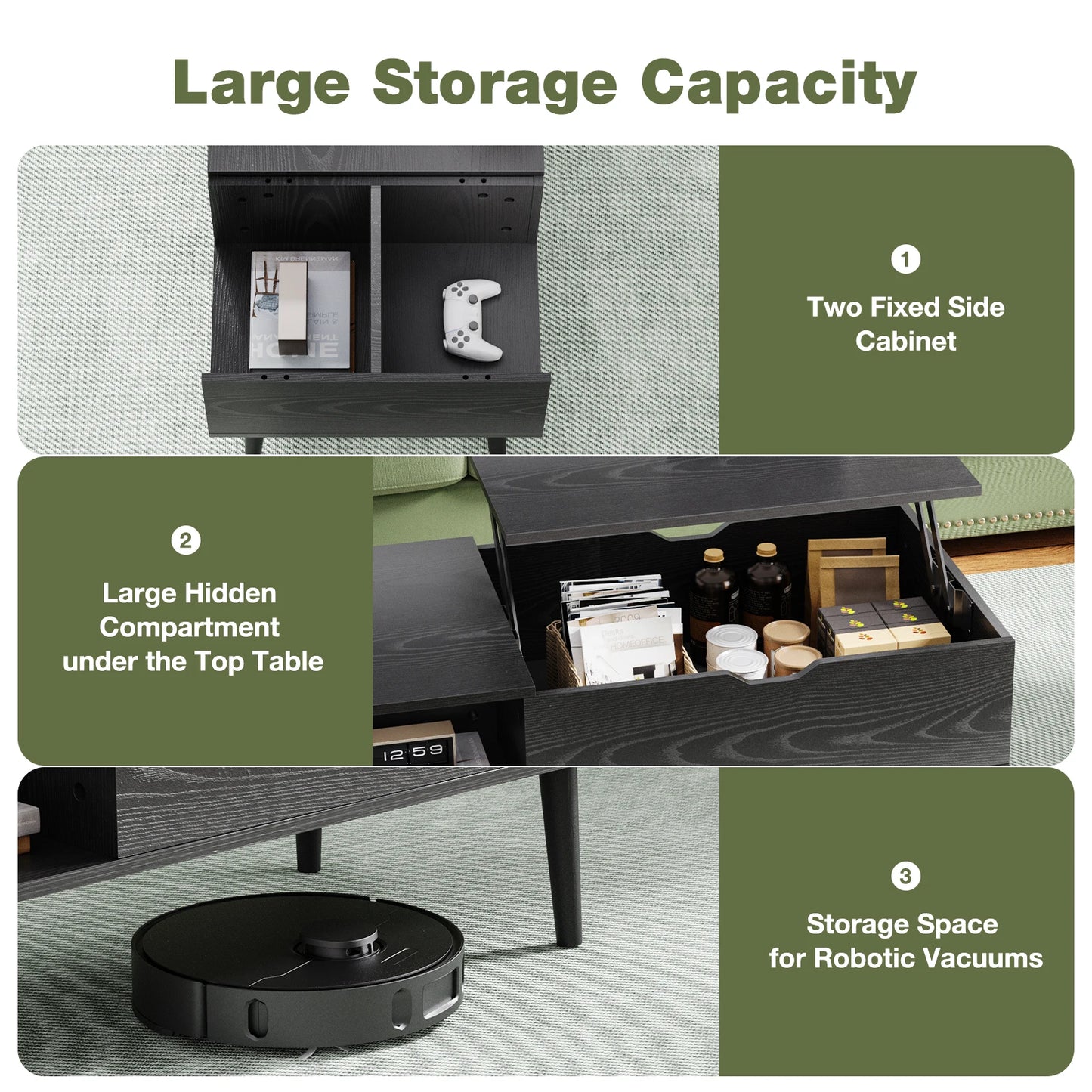 Couchtisch 2025: JHK Lift Top Coffee Tables Living Room - 39.37"x19.7" Desk Tea Wood Dining Adjustable Storage Collection