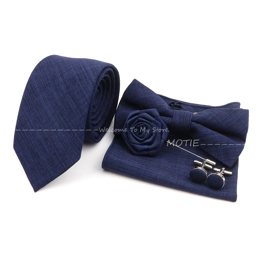 Set de accesorii bărbătești cu design nou, 27 de culori: batistă clasică din bumbac, butoni, papion pentru nuntă, petrecere, cadouri