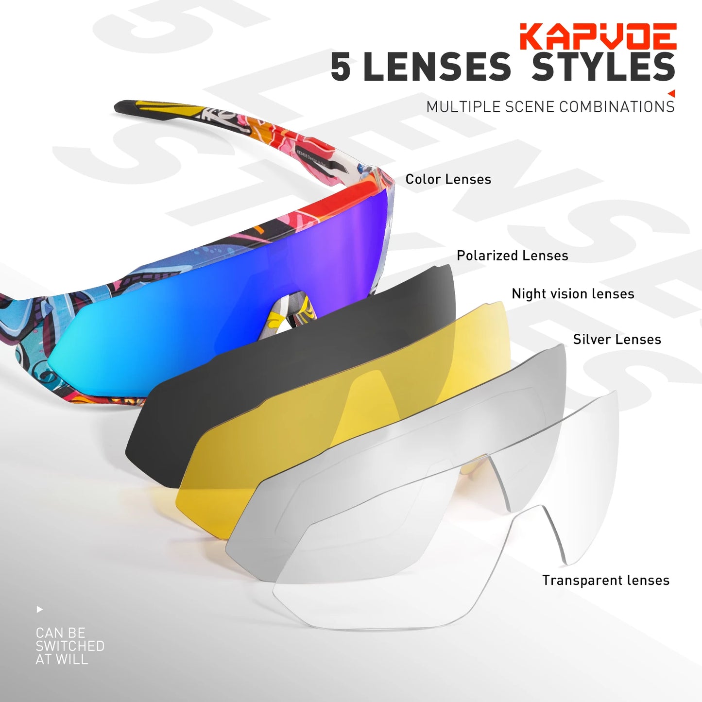 Fahrradbrille 2025: KAPVOE Polarised Cycling Glasses Outdoor Bicycle - UV400 Goggles 5 Interchangeable Lenses Unisex Sports Sunglasses Men Women Collection