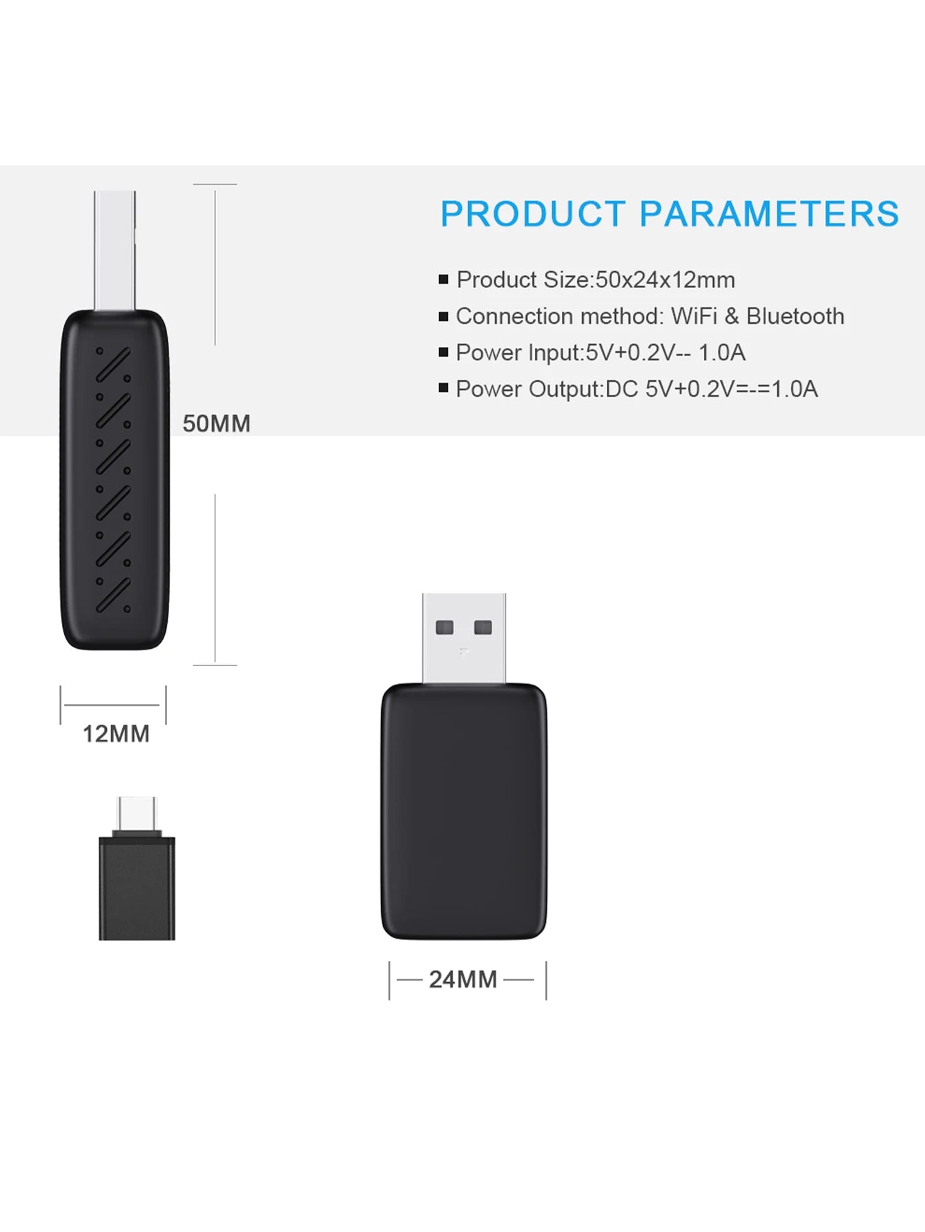 New Wired to Wireless CarPlay and Android Auto 2in1 Mini Adapter 5GHz WiFi5 Suitable for 99% of original wired carplay/auto cars