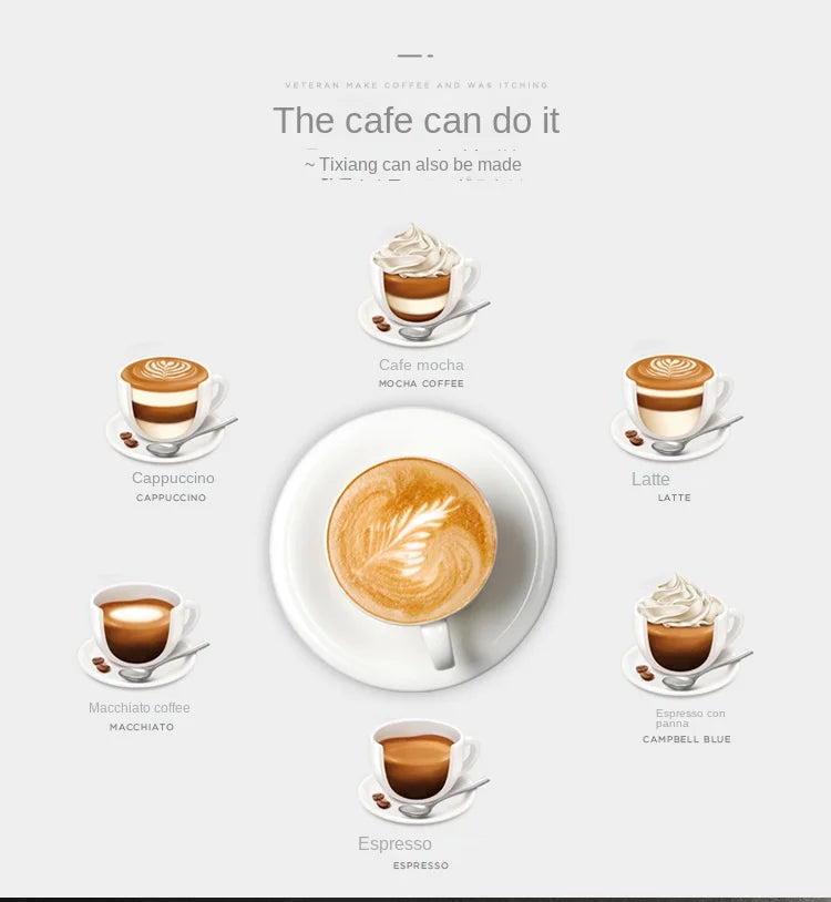 Italian American Automatic Coffee Machine Household Coffee Machine 20bar Extraction Concentration Optional Automatic Grinding