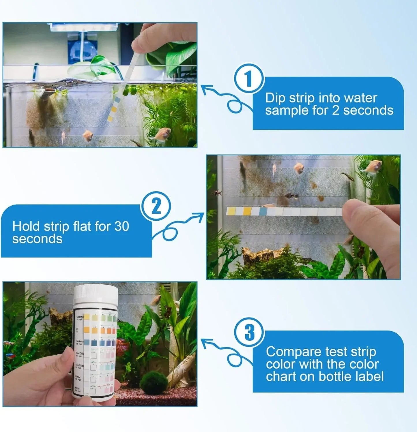 Benzi de testare pH pentru acvariu AquaTest Pro - 50 buc, 0-14