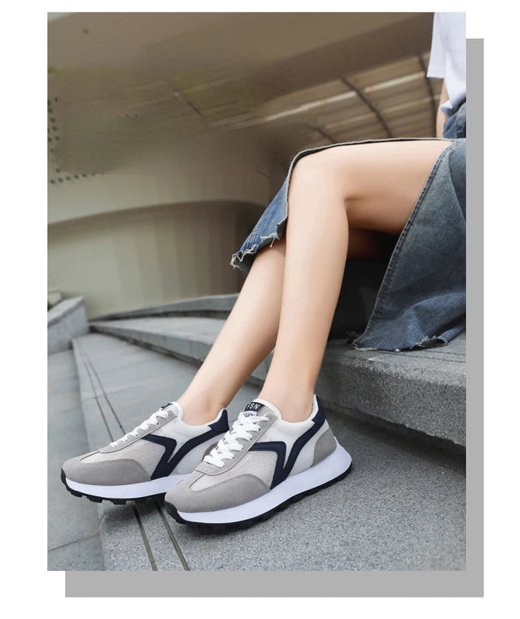New Women's Sneakers Fashion Breathable Unisex Casual Shoes Lightweight Lace-Up Running Shoes Outdoor Platform Tennis Shoes Male