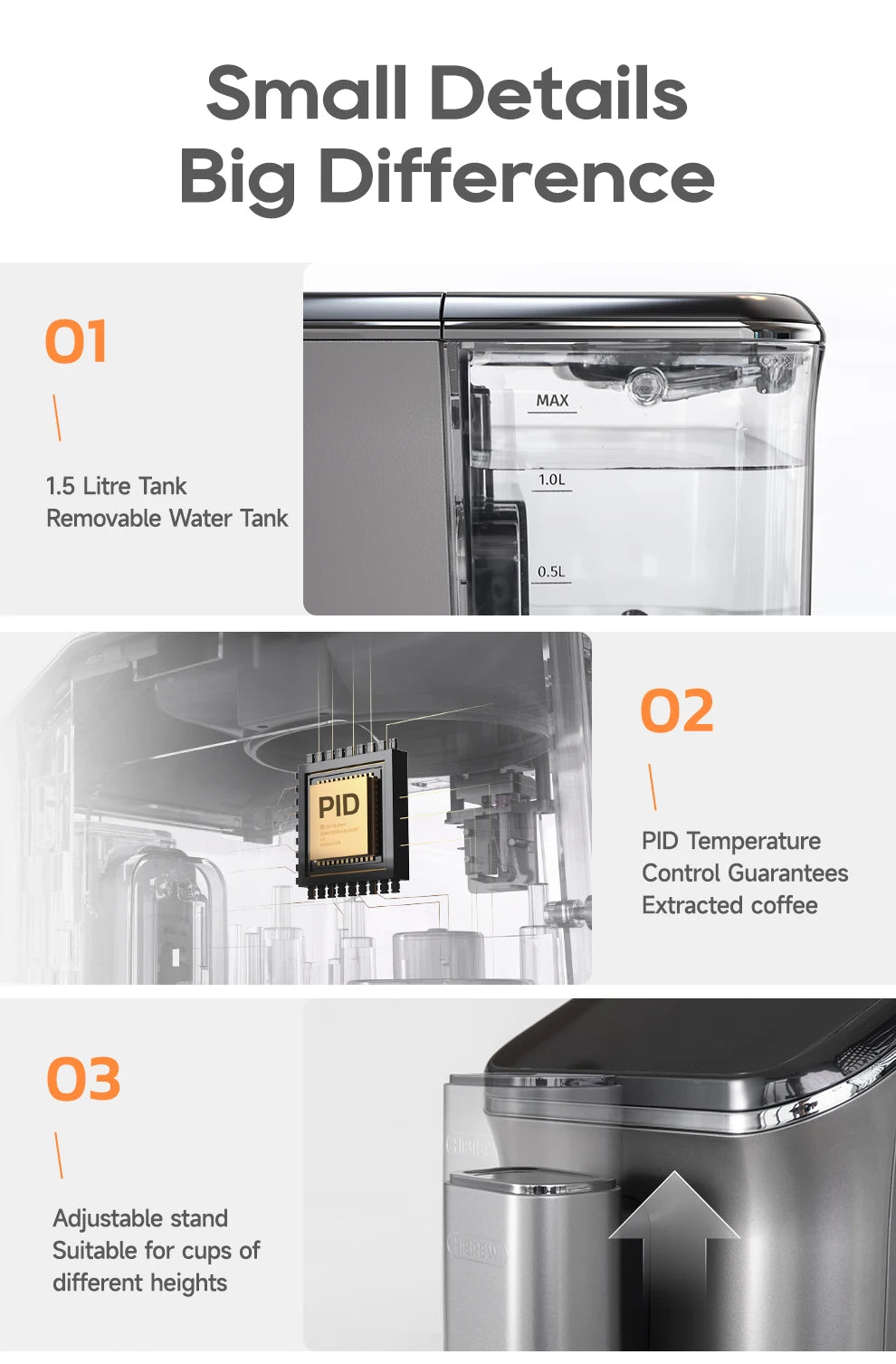 HiBREW Vollautomat 2025: H16 Touch-Display Cappuccino - Premium Barista Collection