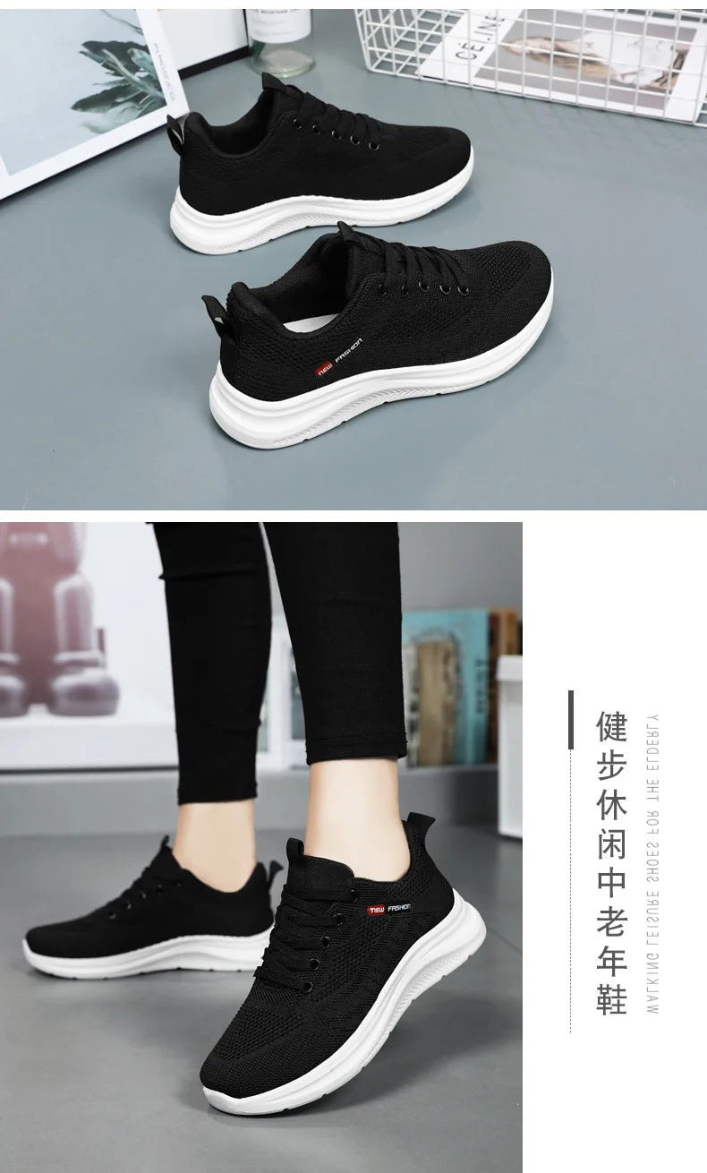 Damen 2025 Frühling Und Herbst Neu Gestrickt Damen Schuhe Schuhe Weiche Sohle Casual Sport Schuhe Für Damen Sneakers