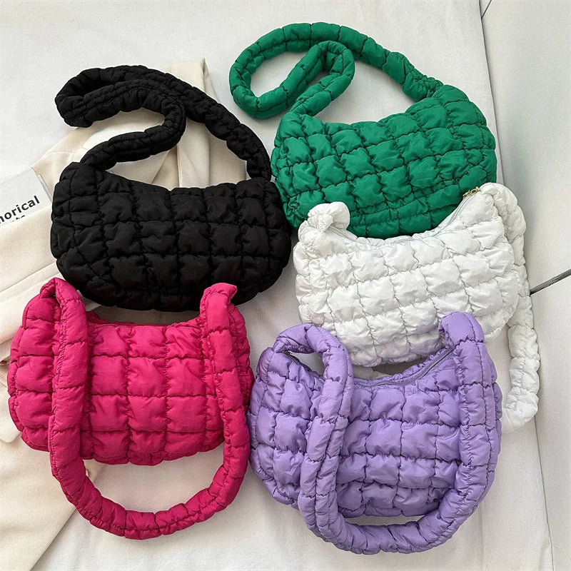 Quilted Padded Crossbody Bag for Women Pleated Bubbles Cloud Shoulder Bags Large Tote Bucket Designer Bag Ruched Handbags 2024