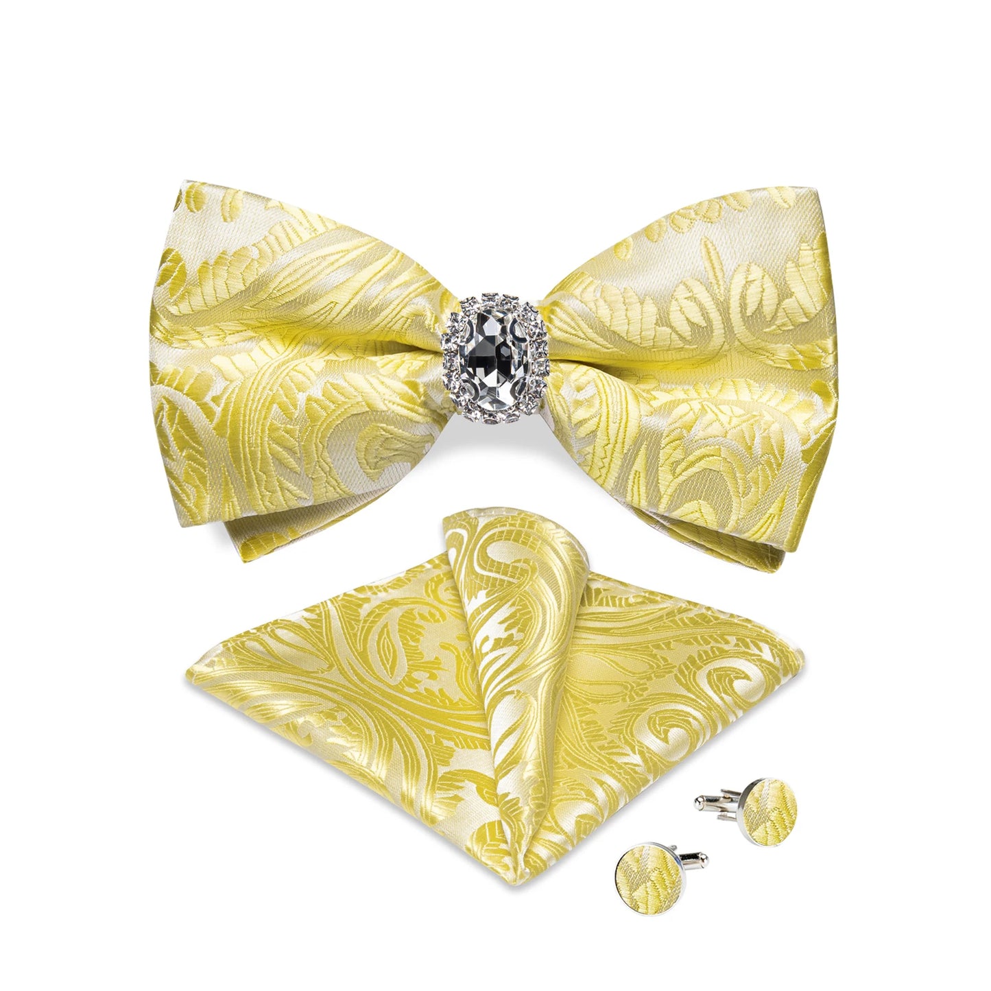 Designer Men's Silk Bowties Pocket Square Cufflink Set for Man Wedding Pre-tied Bow Ties Fashion Butterfly Knot Business Bowties