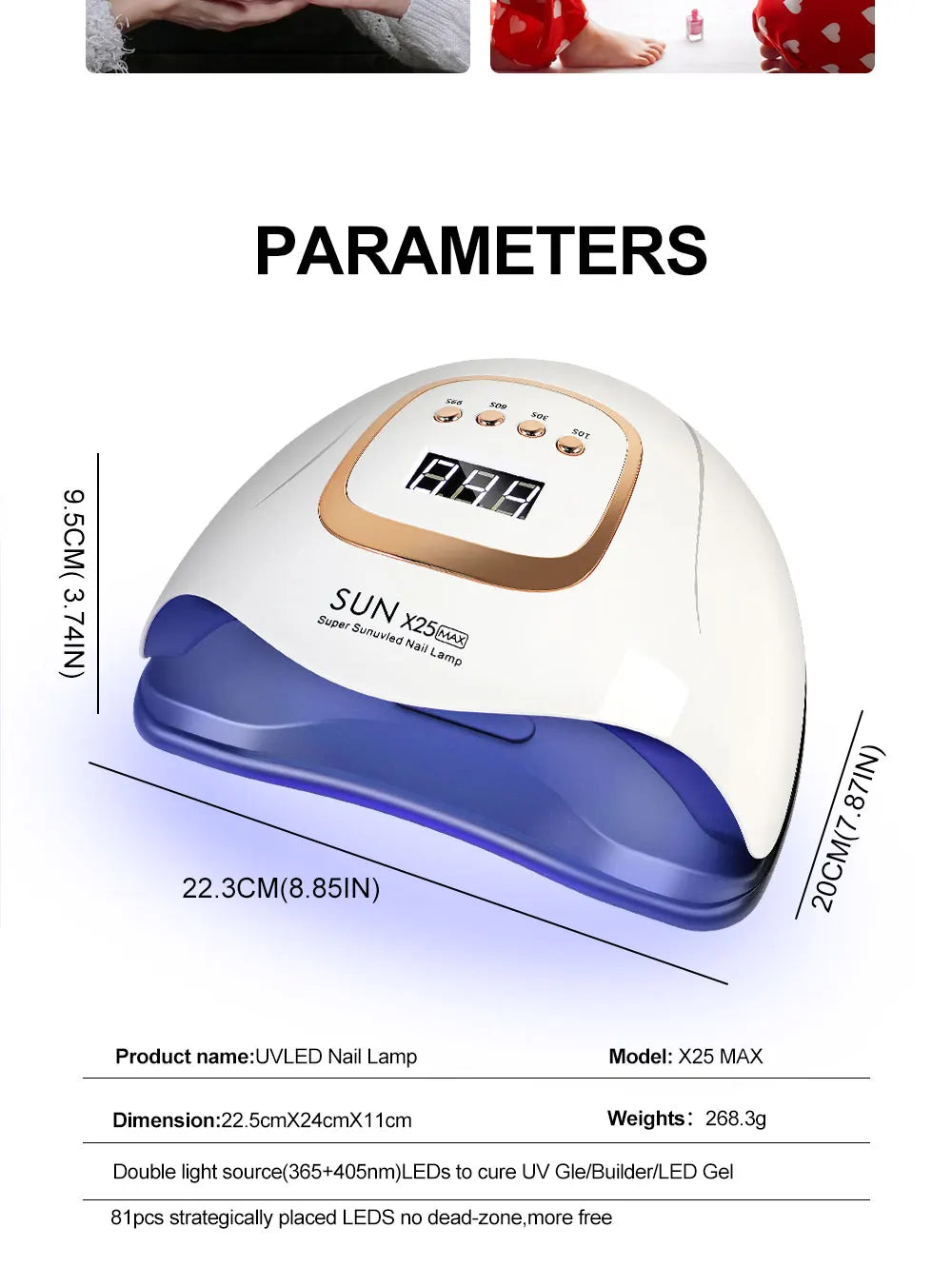 Lampă UV SUN X25MAX 81LED pentru uscarea unghiilor, uscare rapidă, toate tipurile de ojă cu gel, uscător de lumină UV puternic profesional, salon de manichiură