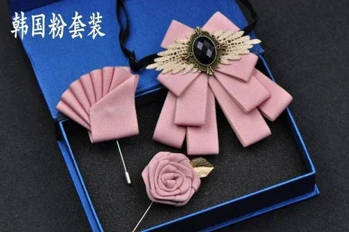British Stlye Fabric Rhinestone Bow Ties Bridal Groom Bridesman Bowtie Wedding Tie Pocket Square Set Gift for Men Accessories