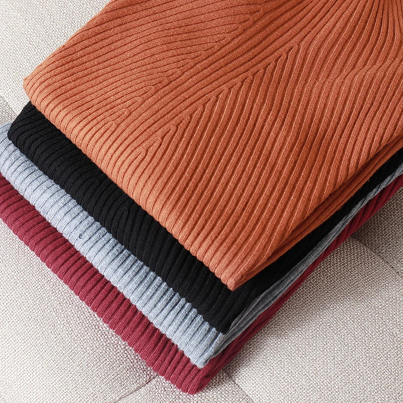 Pulover Livia cu guler înalt slim, cu nervuri - S-XL, mânecă lungă