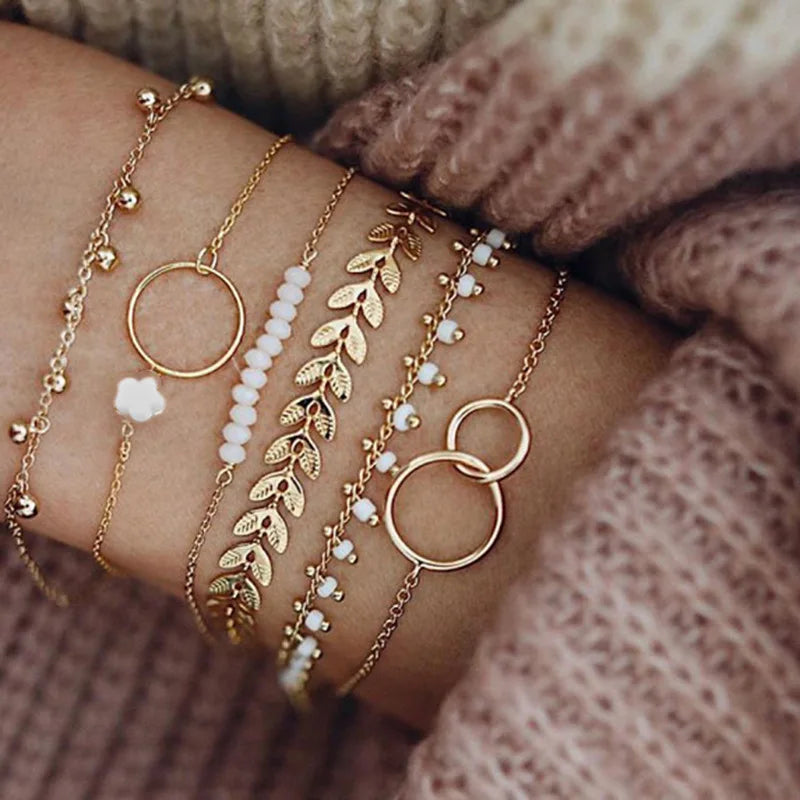 Damen-Armband-Set 2025: 4-teilig Schlangen-Design Grün - Fashion Jewelry Collection