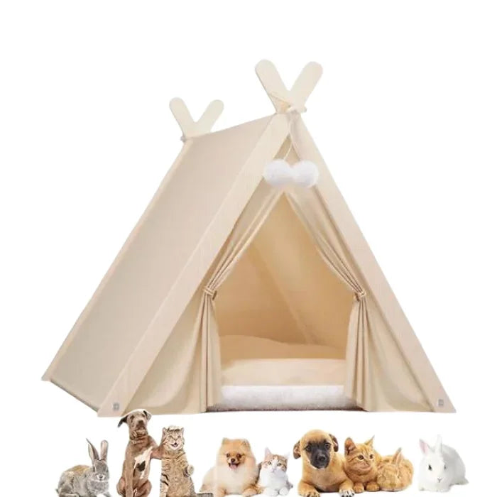Pet Tent Nest Removable and Easy To Wash with Thick Soft and Comfortable Pad Warm Wooden Tent Bed Suitable for Cats and Dogs