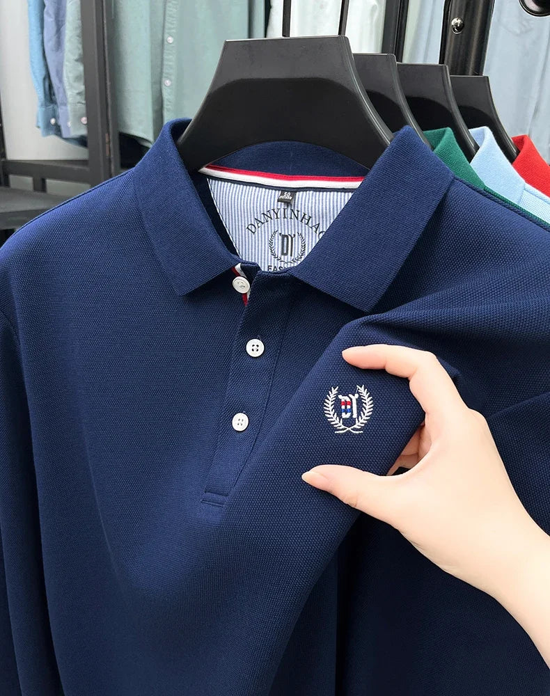 Tricou cu mânecă lungă și brodat Eleganza Polo - Mărimea M, amestec de bumbac