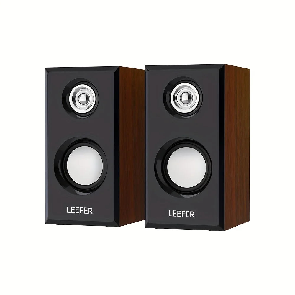 Computer-Lautsprecher 2025: Computer Desktop Wired Wooden Speakers - USB-powered 3.5mm Audio Jack Surround Sound 4D Speakers Smartphone Computer Speakers Collection
