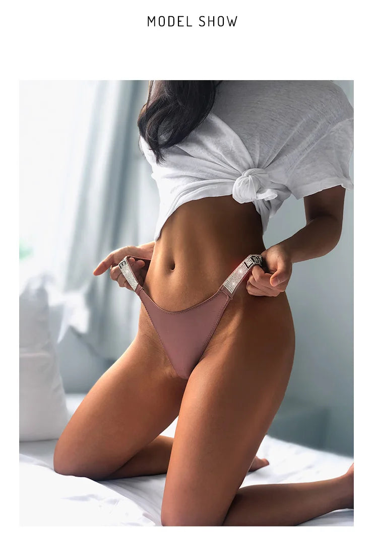 ZQTWTC Damen String 2025 - Tief sitzende Panties mit Strass-Details S-XL