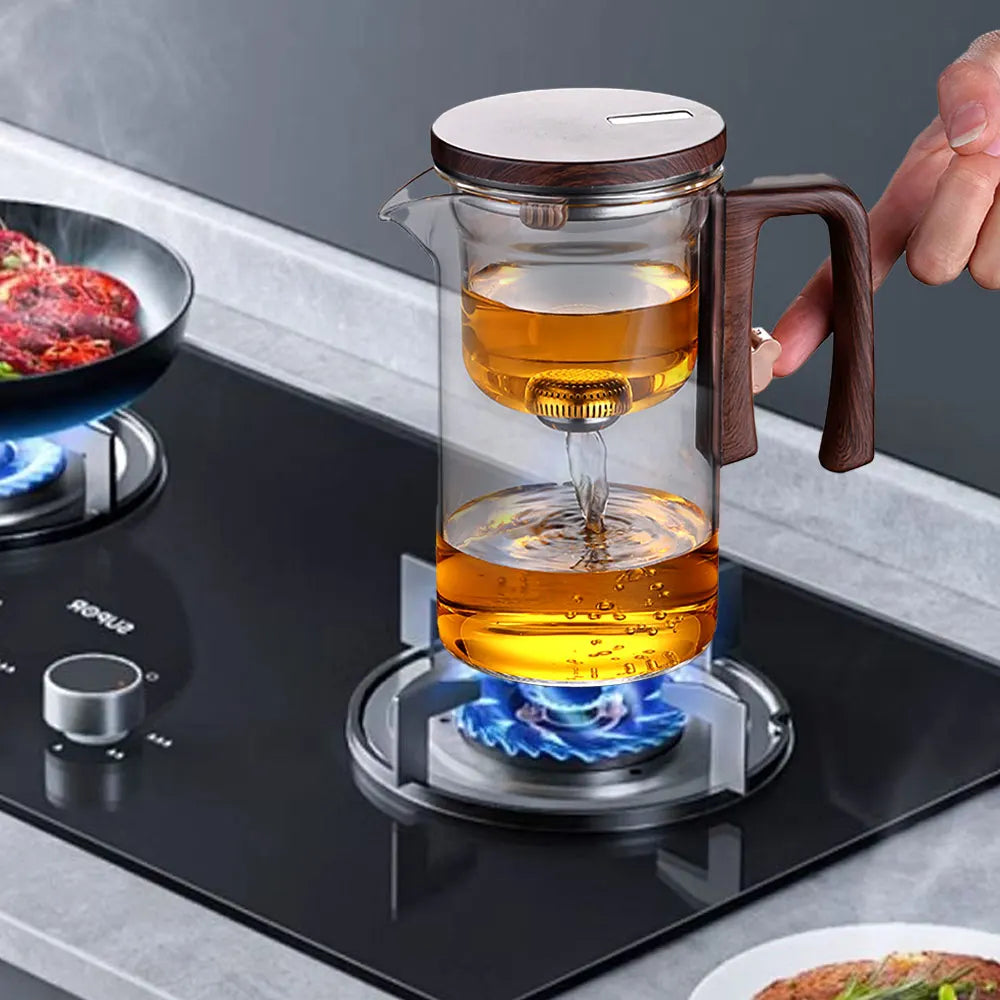 Glass Tea Pot Kettle Infuser 520ML/720ML Teapot Water Separation Inner Magnet One Click Magnetic Switch Tea Filtration Cup Set