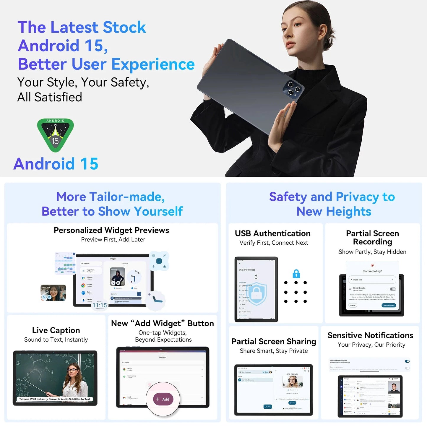 TABWEE W90 Android 15 Tablet - Octa Core 24 GB RAM 11 Zoll