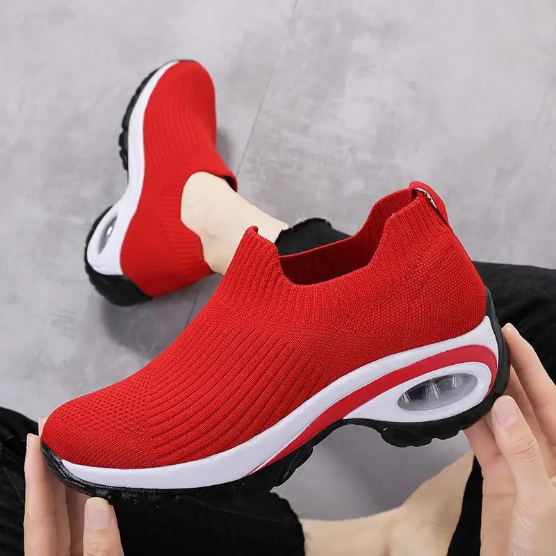 YBQJOO Slip On Keil Sneaker Atmungsaktiv - Plateau 2cm EVA