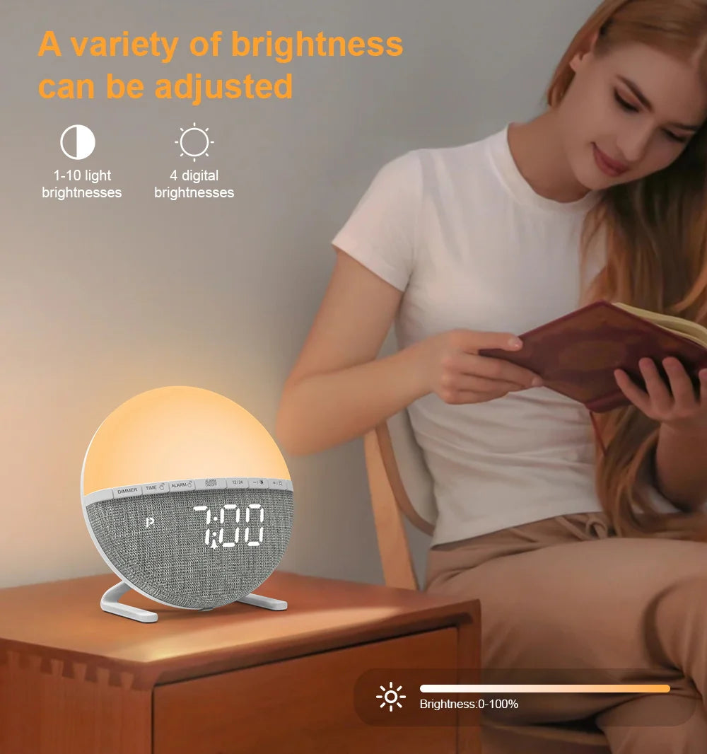 Sunrise Alarm Clock Wake Up Light Clock Night Light  Sunrise Sunset Simulation Digital Clock  Desk Clocks