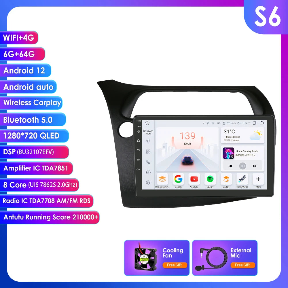 CarPlay Autoradio Multimedia Player für Honda Civic Hatchback