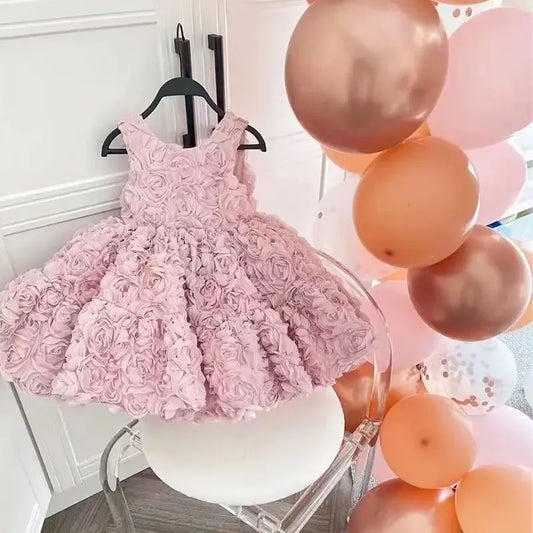 Baby Dress 2023 New Summer Girls Dress For Children' Floral Baby Princess Tutu Dress Birthday Party Children's Wear Girls Dress - Golden Bridge Store