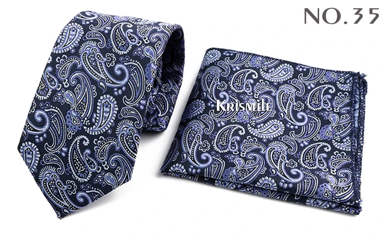 Novelty Paisley Tie Pocket Square Set For Men Skinny Slim 6cm Necktie Fit Business Wedding Party Stage Host Daily Wear Accessory