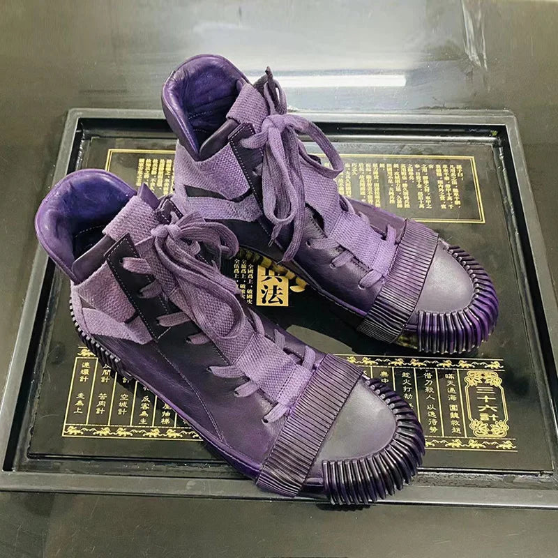 Ghete Black Street Original Design Goodyear Patchwork - Parte superioară din piele, talpă din cauciuc, mărimi 40–46