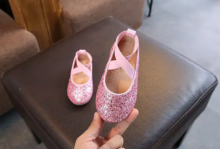 Mädchen Prinzessin Schuhe 2025 - Frühling Herbst Baby Weiche Sohle Tanz Ballet Flats - Rosa Bling Süße Schuhe 7-13J Größe 26-35