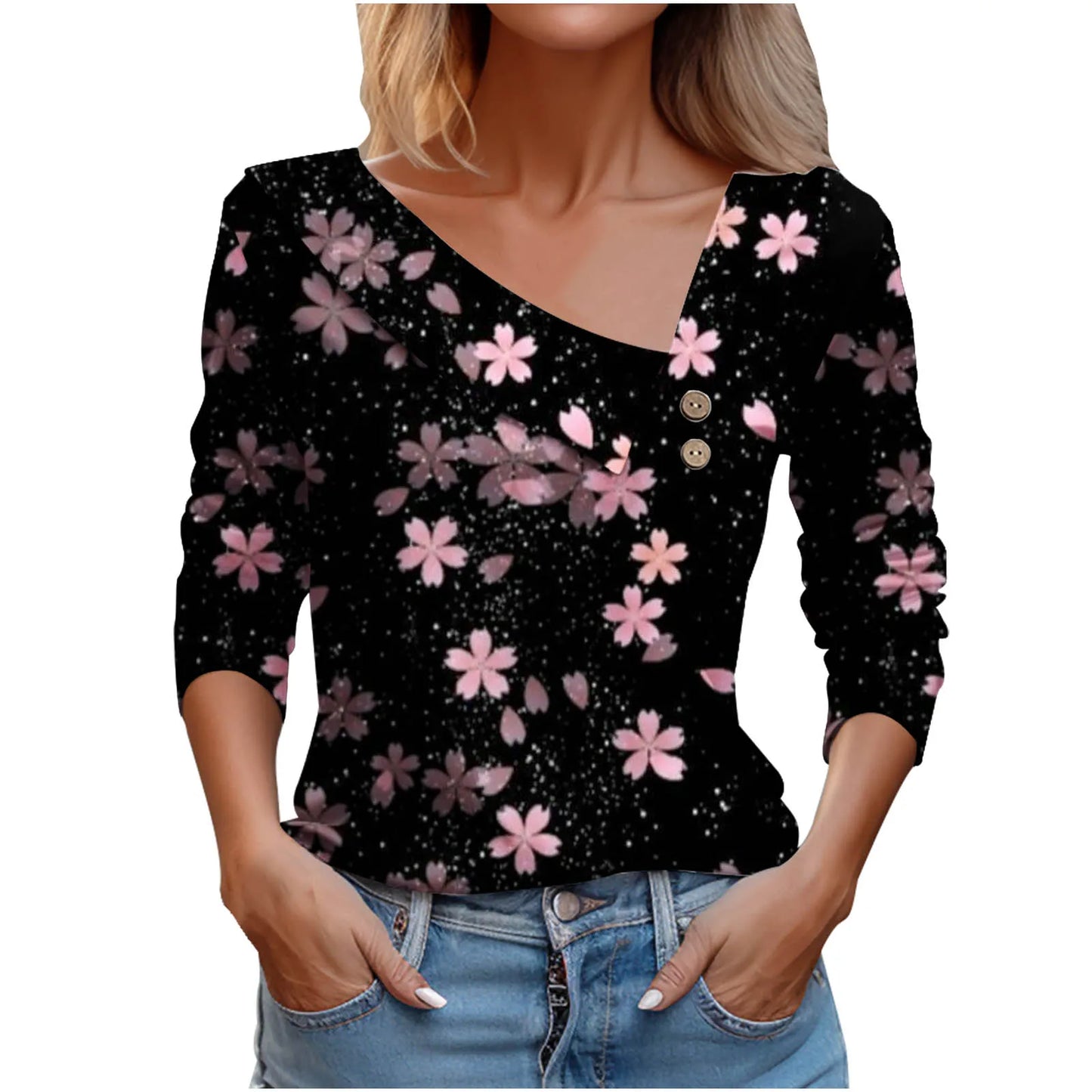 T Shirt For Women Fashion Long Sleeve Top White Floral Print Shirts And Blouses 3D Print Clothes For Women 2025 y2k