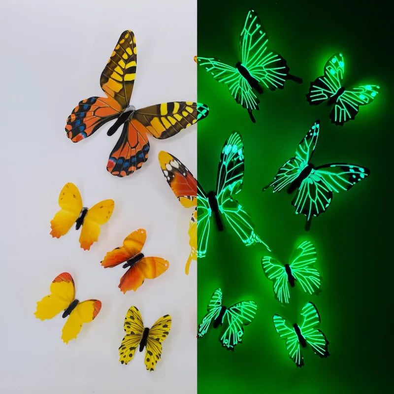 Wandsticker 2025: 12Pcs 3D-Luminous Butterfly - Creative Wall Art Collection