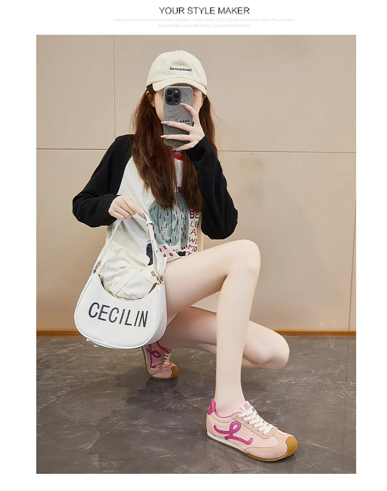 New Fashion Women's Shoes 2025 Spring Autumn Platforms Sneakers Comfortable Flat Shoes Lace-up Non Slip Casual Vulcanized Shoes