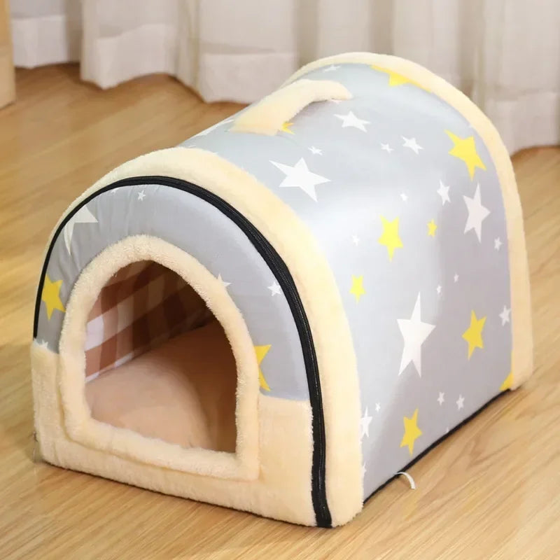 Winter Pet Cat Bed Foldable Dog House Dog Villa Sleep Kennel Removable Nest Warm Enclosed Cave Sofa Big Dog Kennel Pet Supplies