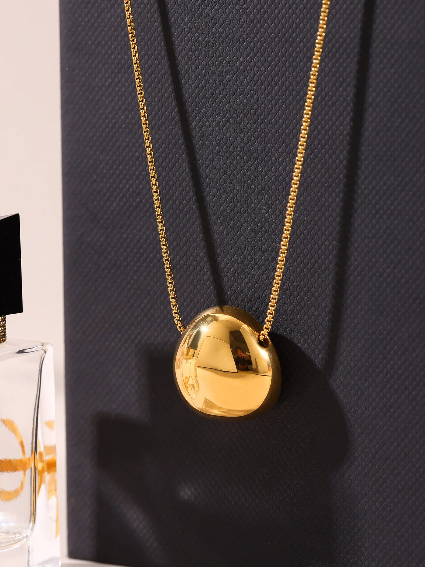 Gold Color Silver Oval Pendant Necklace For Women High Quality 18K Long Stainless Steel Necklace Ladies Fashion Jewelry Gift