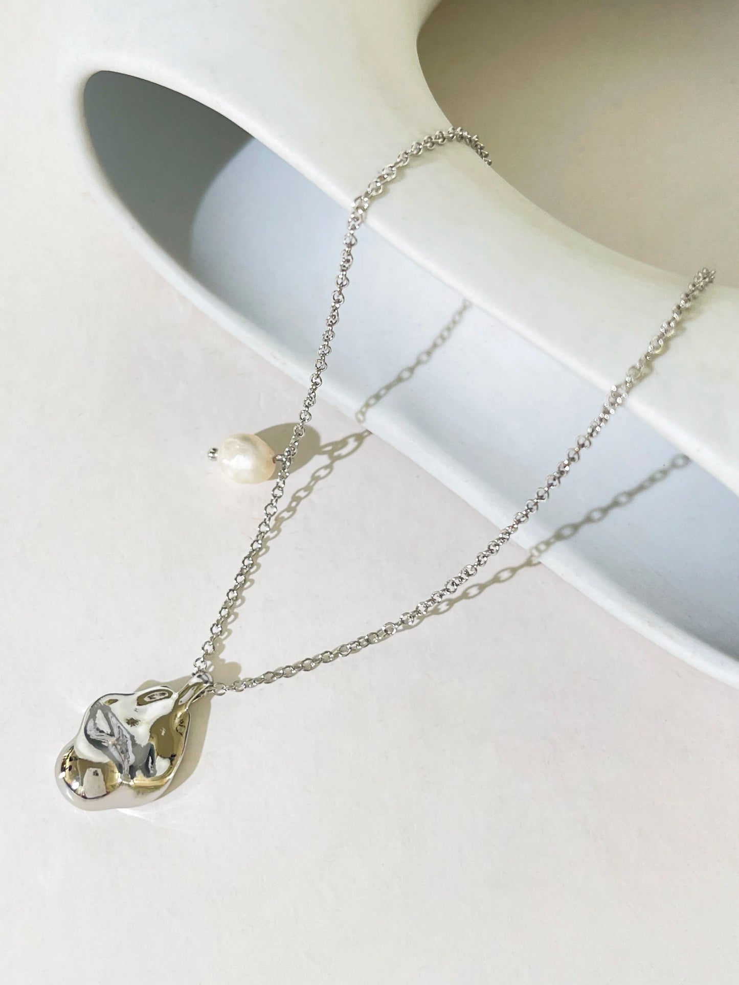 Peri'sbox Gold Silver Plated Baroque Pendant Necklace with Natural Freshwater Pearl Irregular Teardrop Necklaces Great Gift Idea
